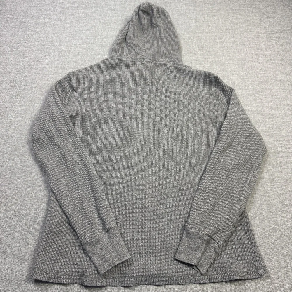 Polo Ralph Lauren Thermal Waffle Knit Hoodie Mens Small Gray Pullover Cotton